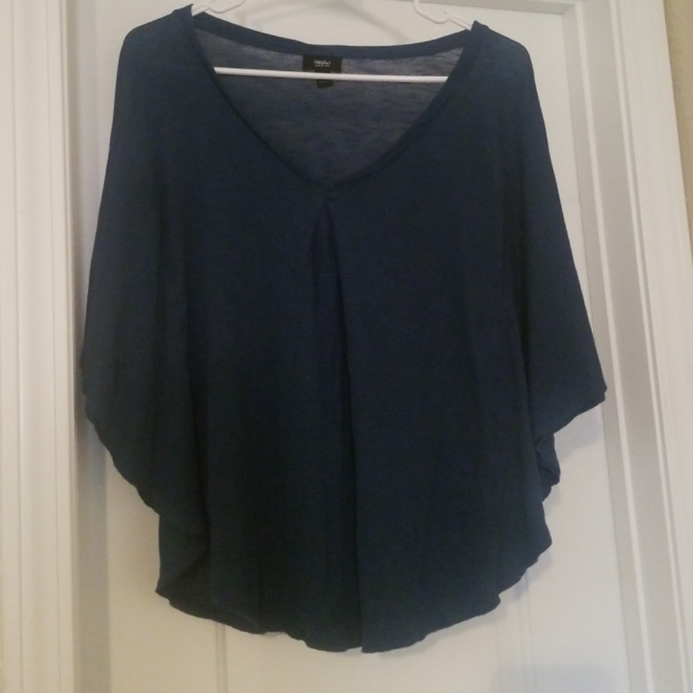Mossimo XS Navy Blue Flutter Sleeve Batwing Top